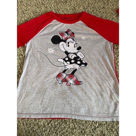 Disney‎ Women's Mickey Mouse Red Gray Long Sleeve Pajama Top Size Medium - Picture 2 of 6